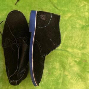 Black Suede Men's Shoes with Blue Sole